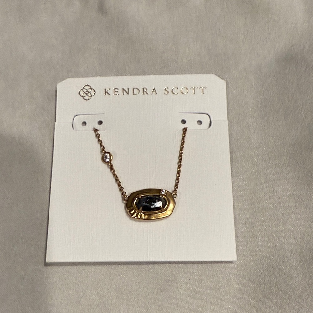 Kendra Scott Gold Necklace with Black Pyrite Stone